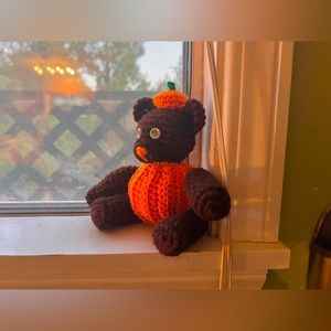 Crocheted Pumpkin Teddy Bear